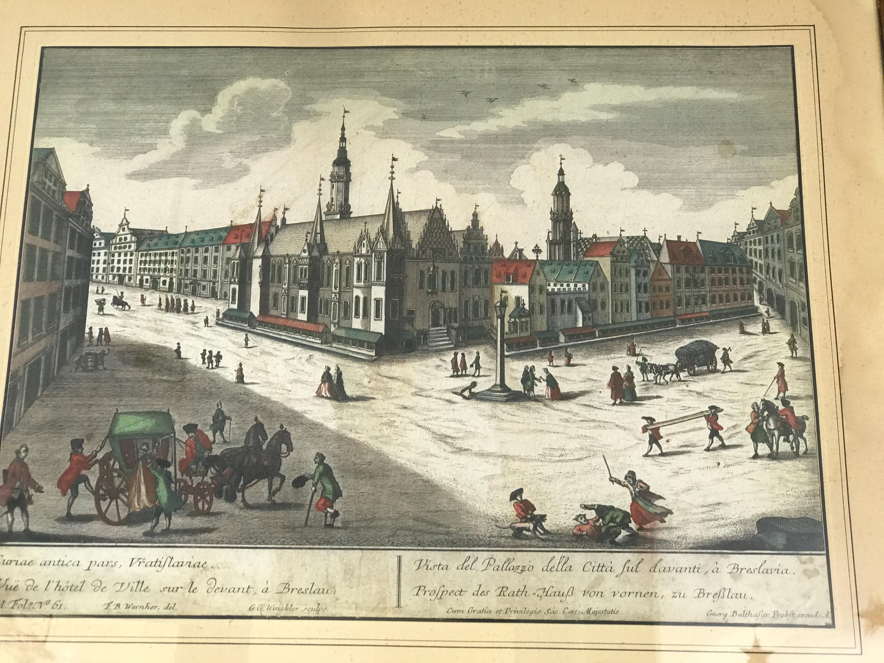 Vintage Lithograph of the Wroclaw Town Hall in Poland, Rathaus Von