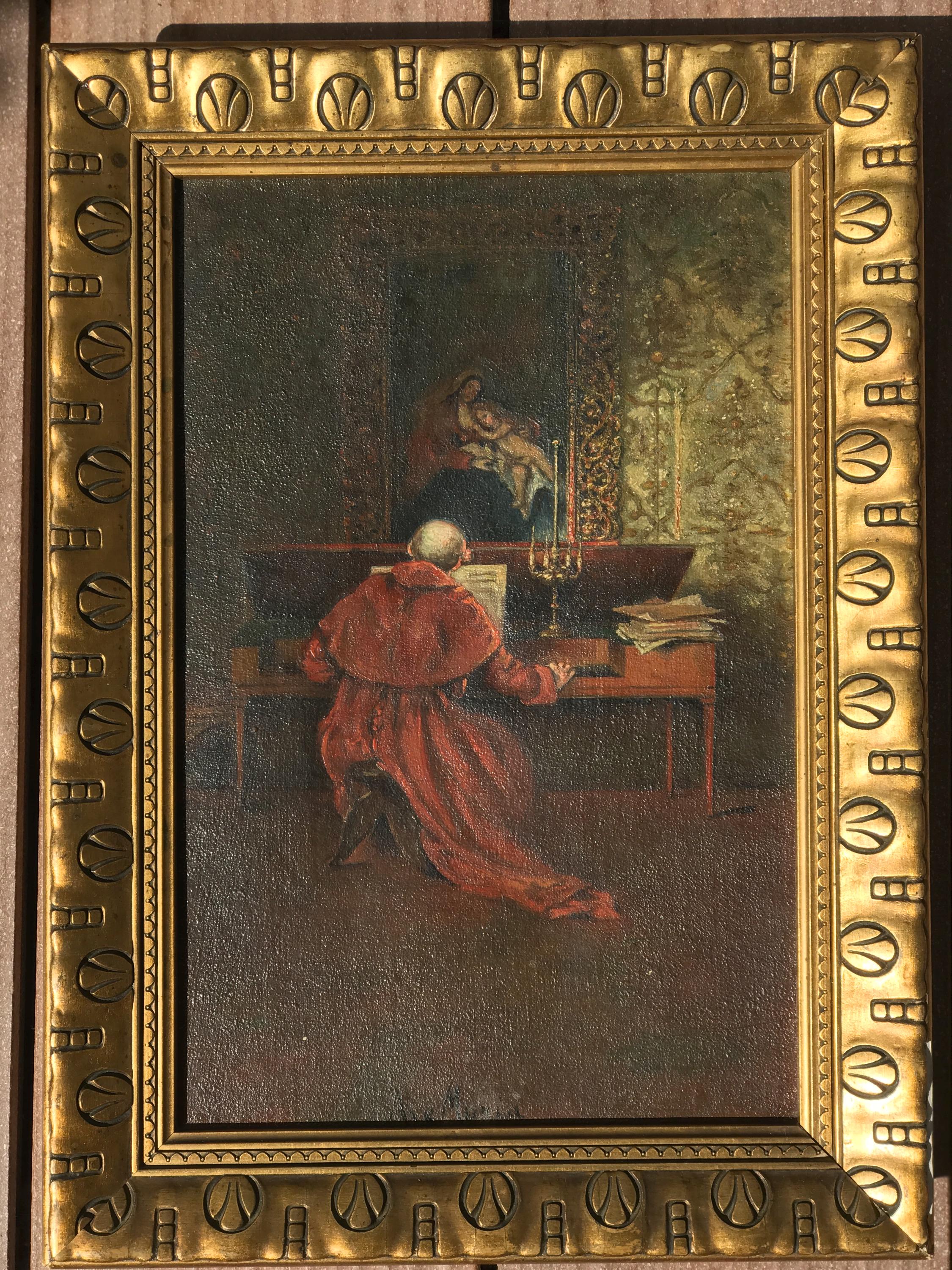 AVE MARIA 陶器アート 額縁付き イタリア ヴィンテージ