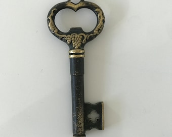 Apribottiglie autentico in bronzo vintage, cavatappi con chiave a forma di scheletro, chiave decorata, accessori da cucina, regalo per lui