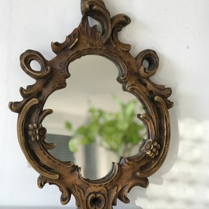 Antique Floral Ornamented Wooden Mirror, decorated Wood frame, Rare to Find, Unique Wall decoration, Home Décor, Gift idea