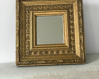 Rococo Gilded framed Small Mirror, Square Antique Handcrafted Baroque Mirror, Luxury Home Decor, Gift  for Her