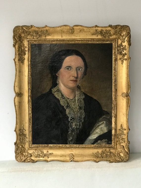 女性の肖像 油彩画 装飾フレーム付き カザフスタンの女性油絵肖像画