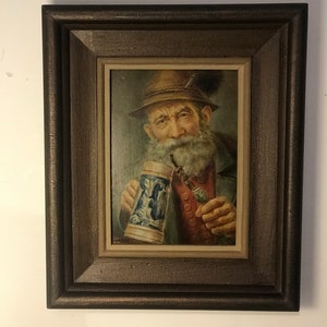 Gorgeous Original Antique Old Man Portrait, Oil Painting on Canvas Board housed in Old Bronzy frame, Signed, Old Master