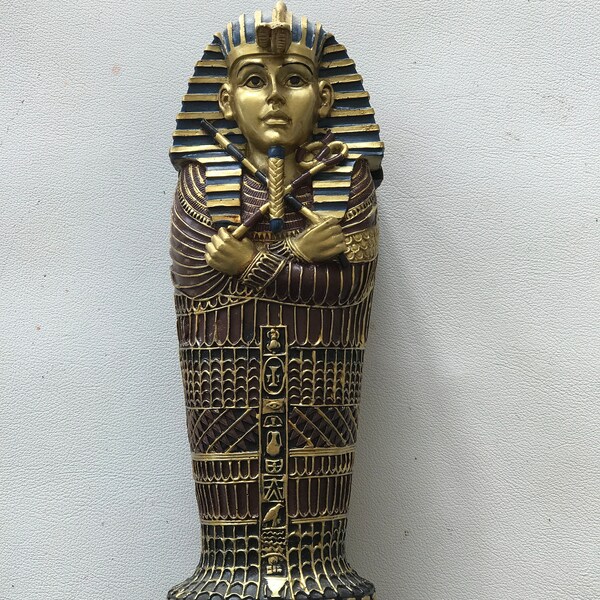 Vintage Sarcophagus Tutankhamun with Mummy 23 cm, Egyptian Decor, Centrepieces, Tablet top Decor, Egyptian Souvenir, Gift Ideas