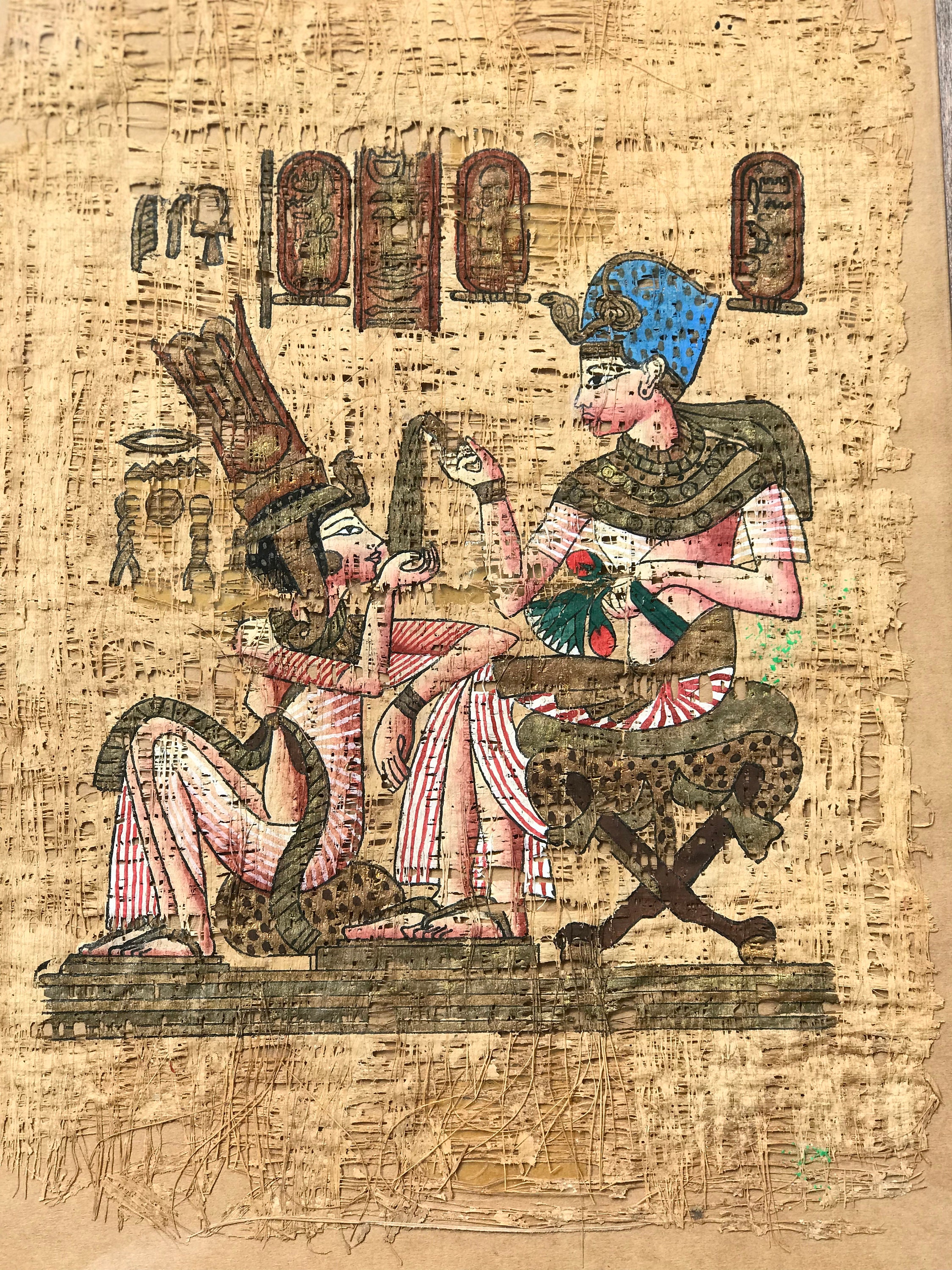 希少 エジプト パピルス画 【ツタンカーメンとその妻】 【公式通販】