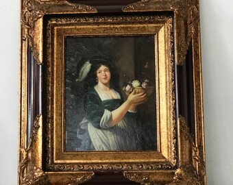 油彩画 女性肖像画 額縁付き ヴィンテージ インテリア アート 美術品 油彩画 女性肖像画 額縁付き ヴィンテージ インテリア アート 美術品