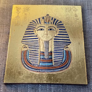 Relief of Tutankhamun's Golden Mask, Ancient Egypt Wall Art, Wood working, Egyptian Home Décor, Handcrafted with Passion, Egyptology