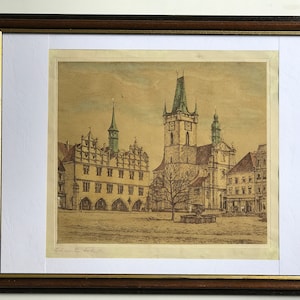 Original Pencil Signed, Pencil Signed Lithograph, City Art, Historical Painting print, Vintage Lithograph dated For1946, Mother&#39;s Day Gift
