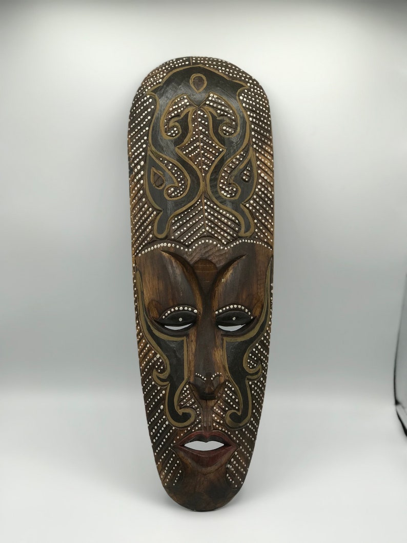 Vintage African Mask, Handmade Wooden Wall Hanging, Interior Decor
