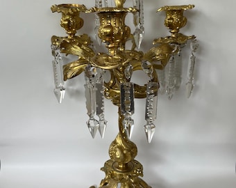 Candelabro de bronce dorado ornamentado, candelabro de estilo rococó, Art Nouveau, decoración de mesa barroca para el hogar.