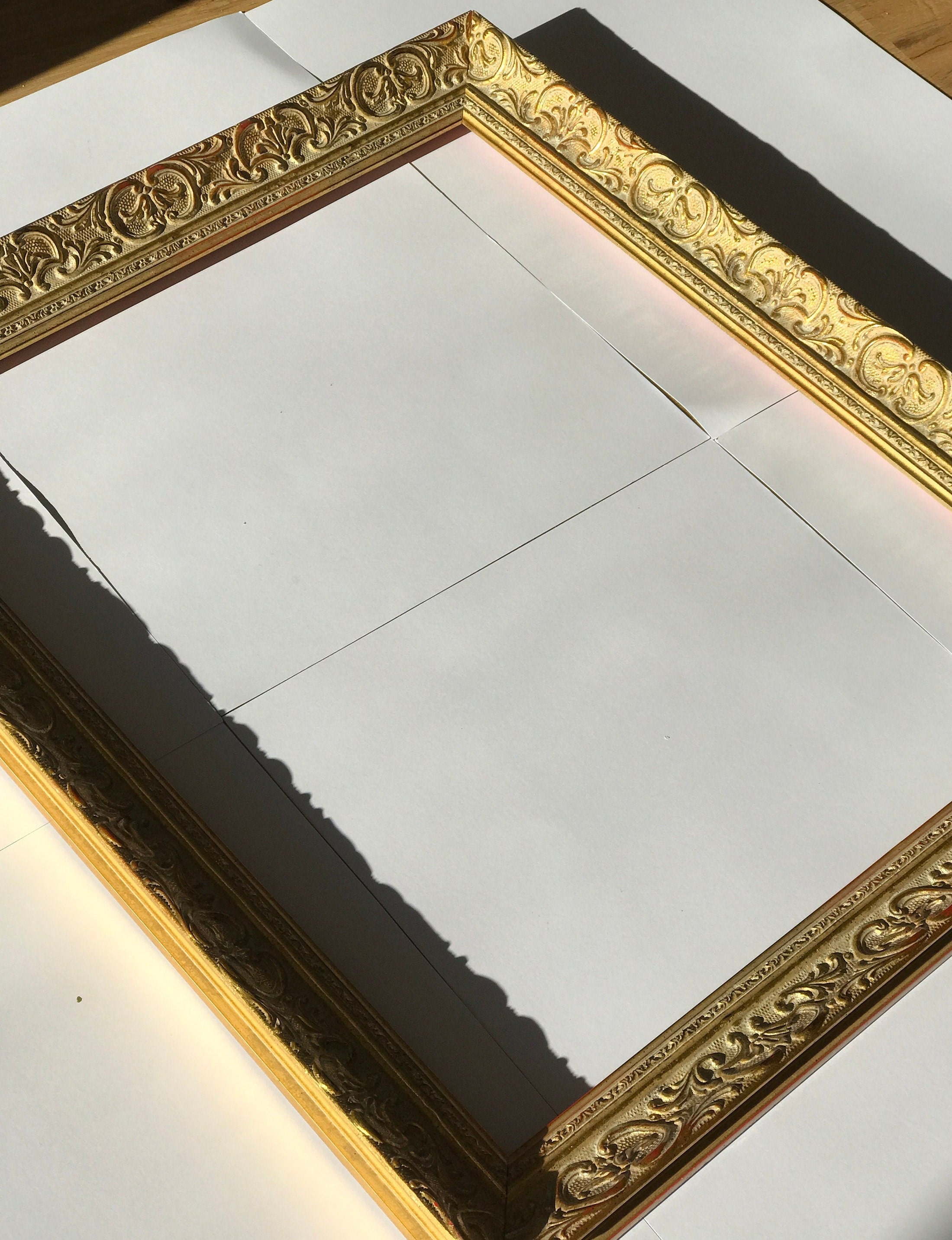 Large Baroque Gold Mirror Frame, Ornamental Gelded Gesso Frame, Large