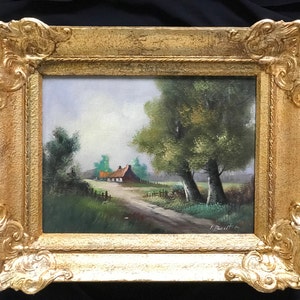 Original Antique Landscape Oil Painting, Victorian Style, Ornate Gold Frame, Wall Art, Oil On Canvas, Baroque Style, Wedding Gift ideas
