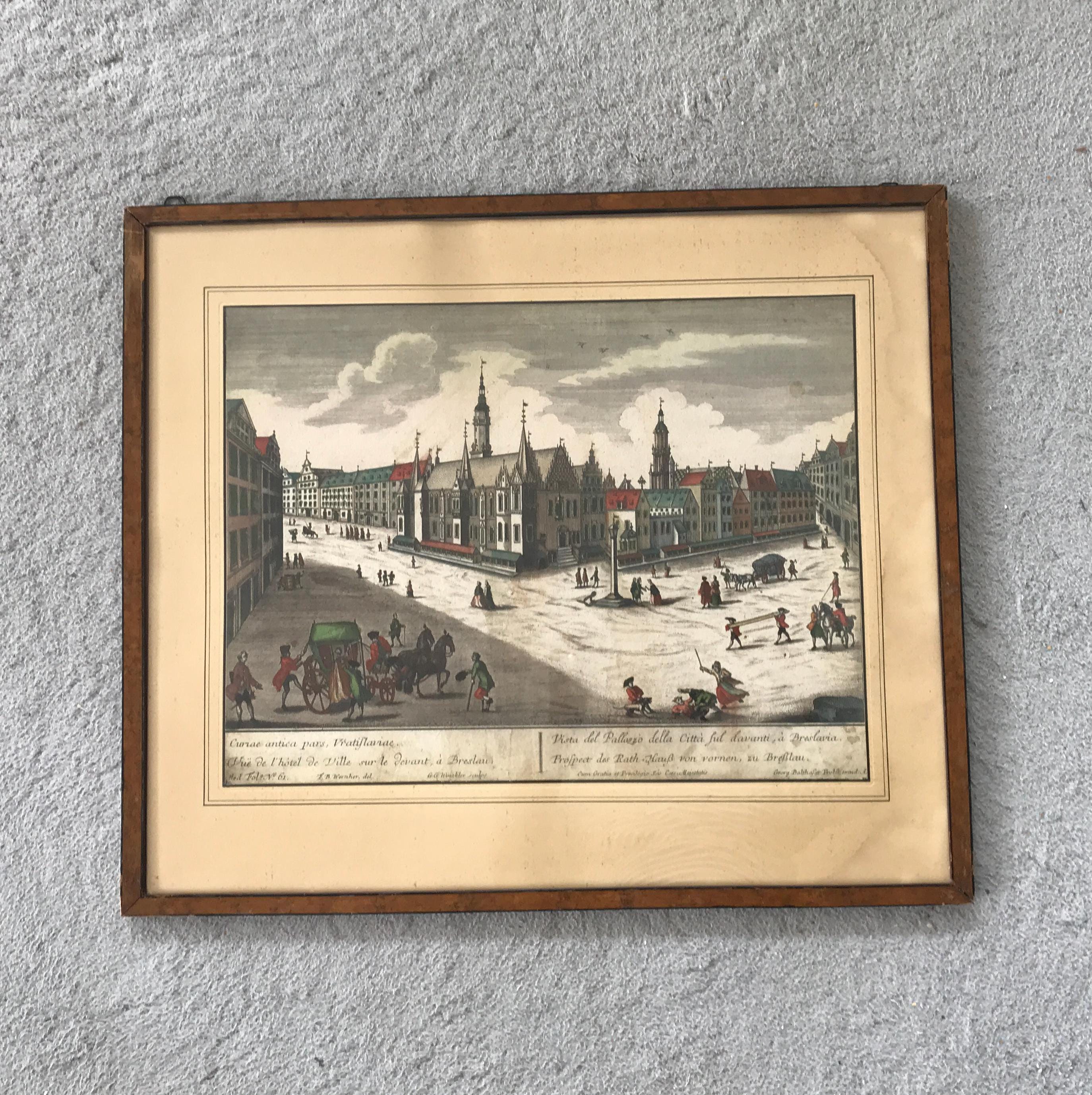 Vintage Lithograph of the Wroclaw Town Hall in Poland, Rathaus Von