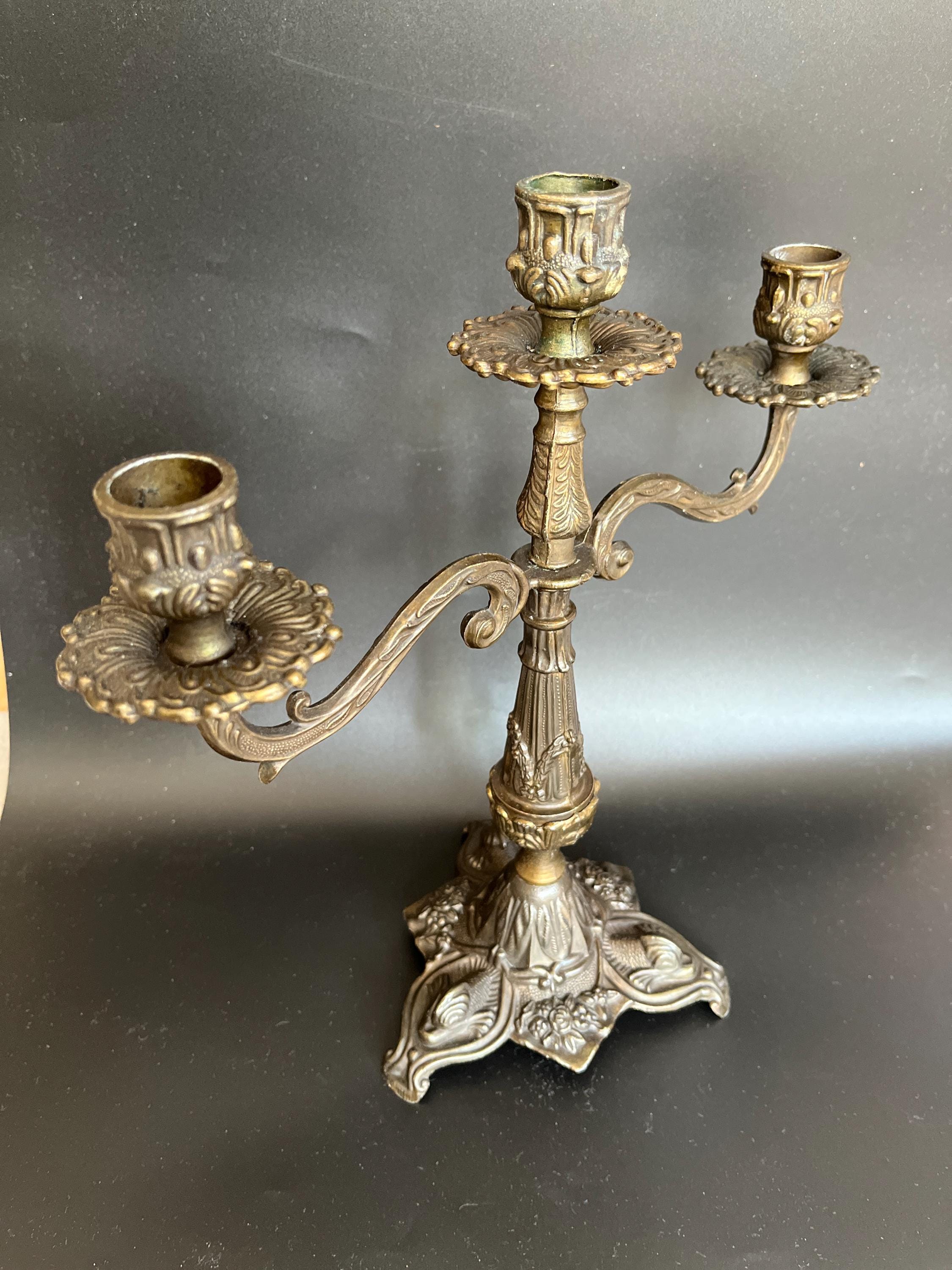 OKJHFD Portacandele a 3 Bracci, 2 Colori Portacandele in Metallo a 3 Bracci Candelabri in Stile Europeo Candeliere Decorazioni Per La Casa Per Candele Lunghe Portacandele Alto (argento
