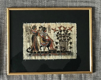 ヴィンテージ手描きパピルスエジプト神プタハ 16インチ x 7