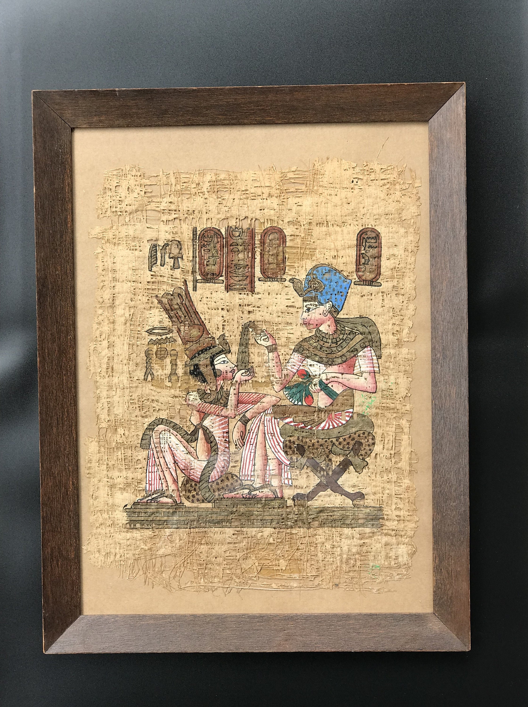 希少 エジプト パピルス画 【ツタンカーメンとその妻】 【公式通販】