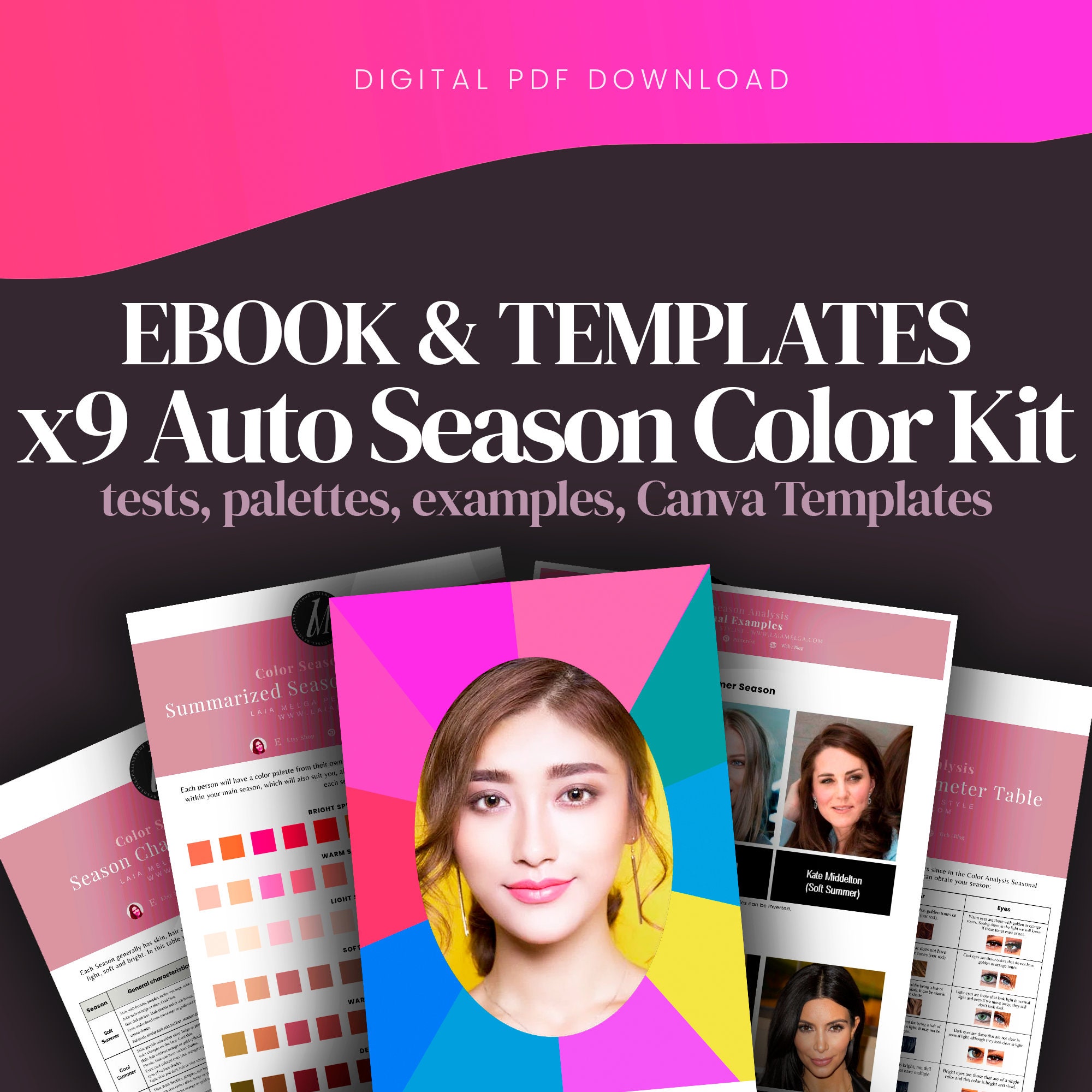 Advanced Pack Test Seasonal Color Analysis KIT With Ebook and Etsy