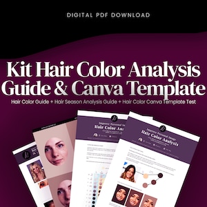 Kit Hair Color Analysis Guide and Canva Template Hair Color / Hair Color season / Hair Color Seasonal Analysis