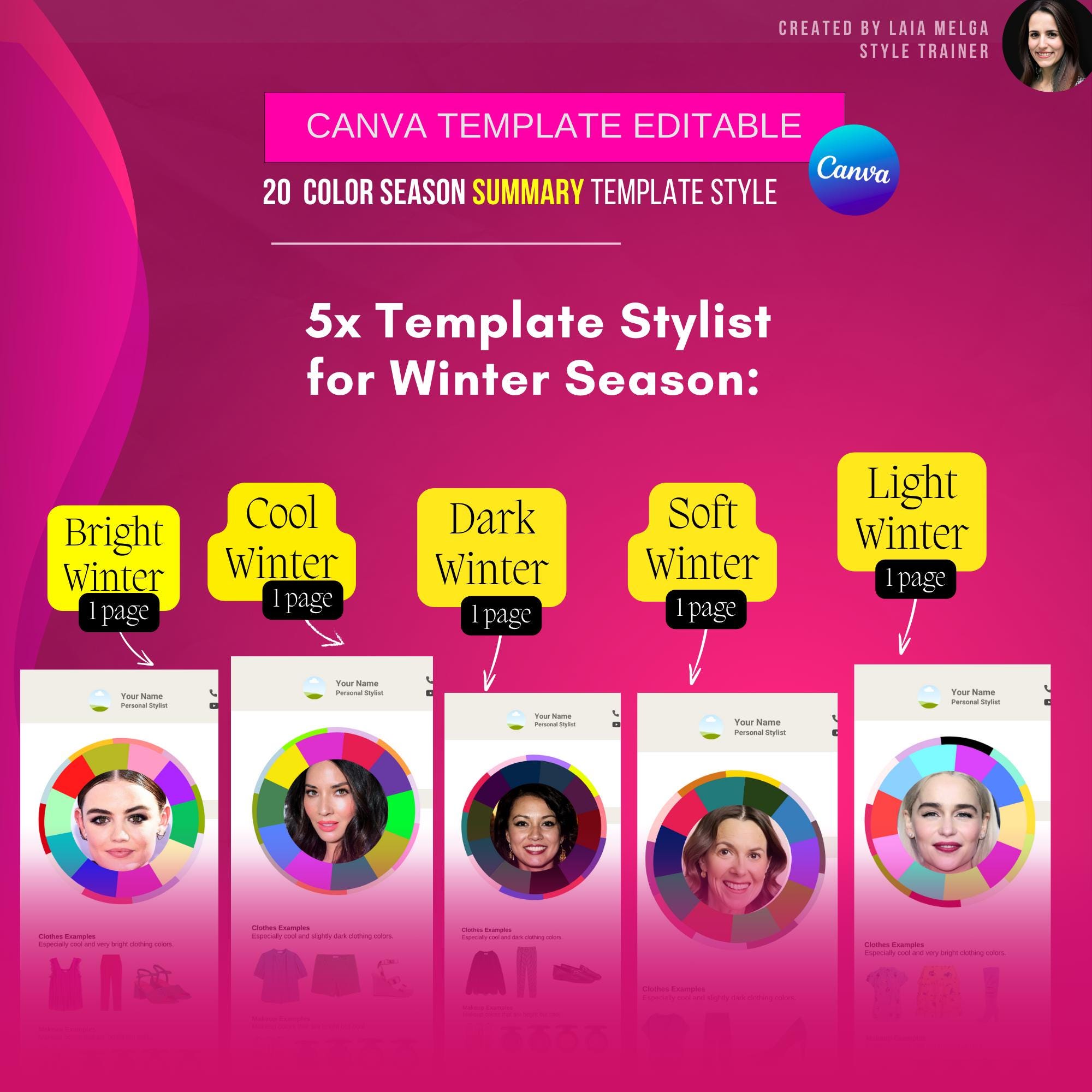 16 Color Season Analysis Canva Editable Template Summary Chart / 20 ...