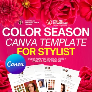 Canva Editable Template Personalized 12 Color Season Analysis / Stylist Worksheet / Personal Shopper / Fashion Consultant