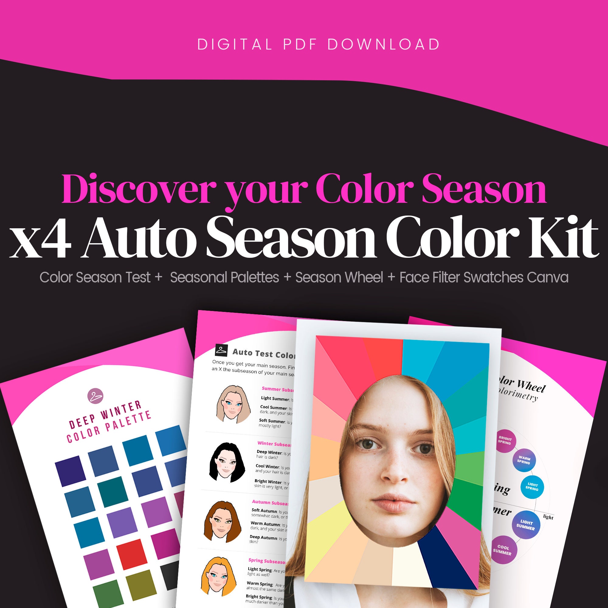 Basic KIT Pack Virtual Seasonal Color Analysis Test With Canva Etsy