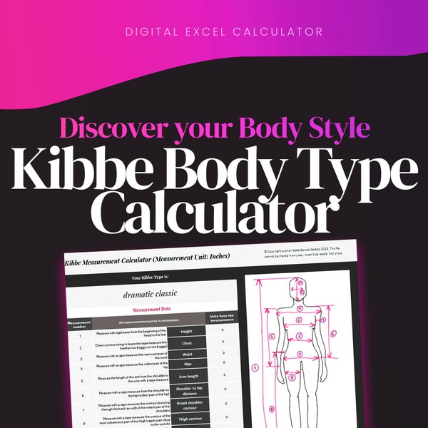 Kibbe Body Type Calculator Measurements  Excel Feminine / Kibbe Body Test / 13 Kibbe Body Type / Kibbe Calculator