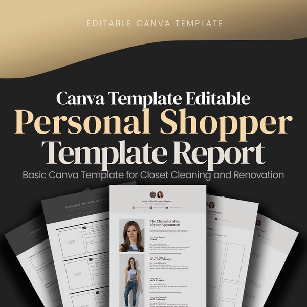 Basic Canva Template Report for Personal Shopper Wardrobe Cleaning & Renewal / Tools for Stylist