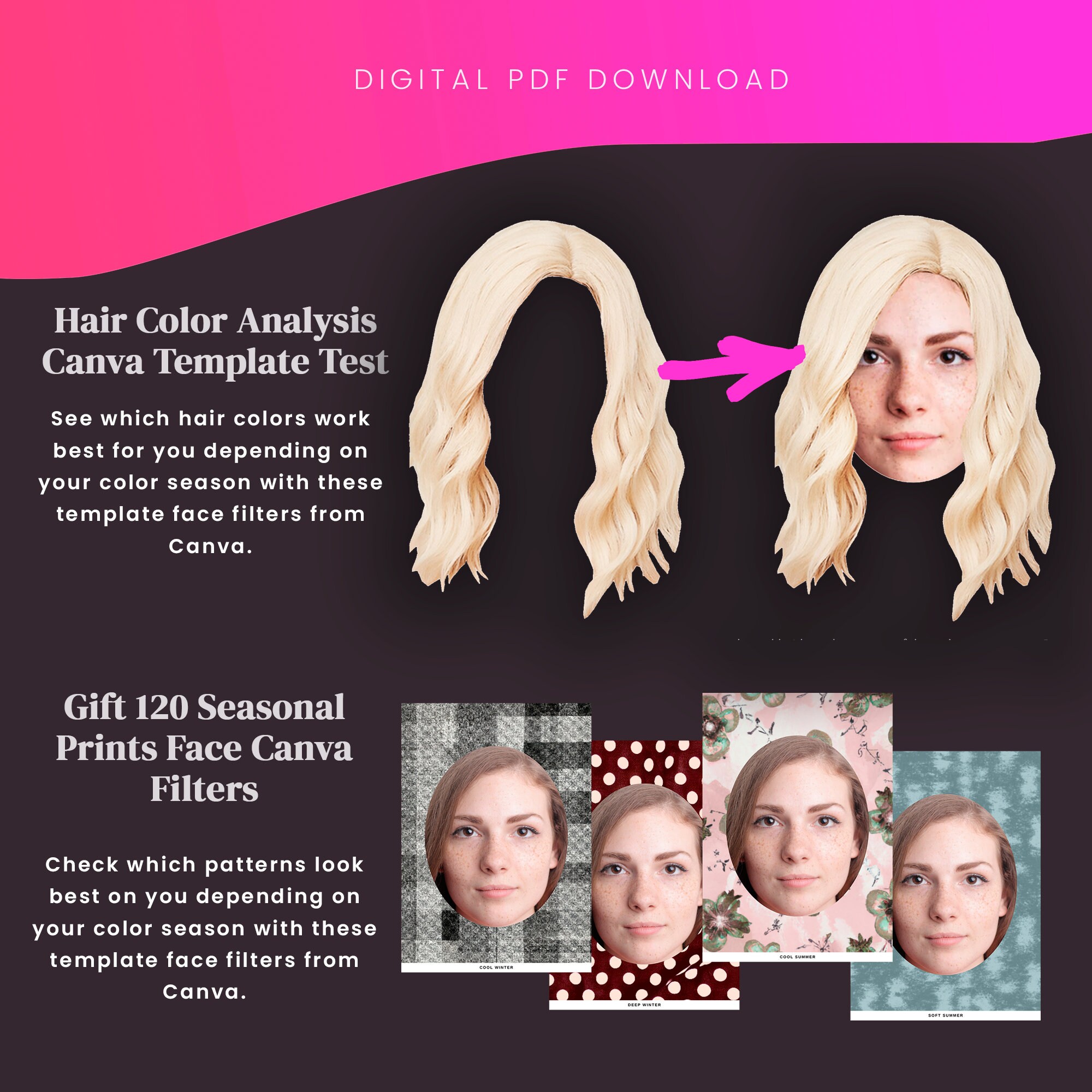 Advanced Pack Test Seasonal Color Analysis KIT With Ebook and Etsy