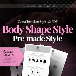 Canva Template Editable for Stylist Body Shape Analysis Report / Pear, Apple, Oval, Inverted Triangle, Rectangle, Hourglass