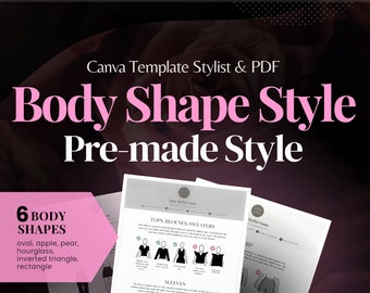 Body Shape Style Guide Female / Stylist Canva Template Body Analysis Report / Pear, Apple, Oval, Inverted Triangle, Rectangle, Hourglass
