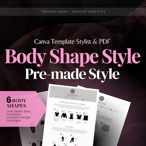 Canva Template Editable for Stylist Body Shape Analysis Report / Pear, Apple, Oval, Inverted Triangle, Rectangle, Hourglass