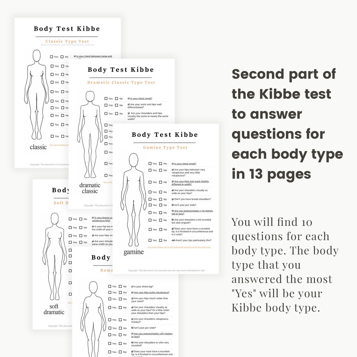 Kibbe Test / 13 Kibbe Body Types / Test Kitchener / 7 Essences Etsy