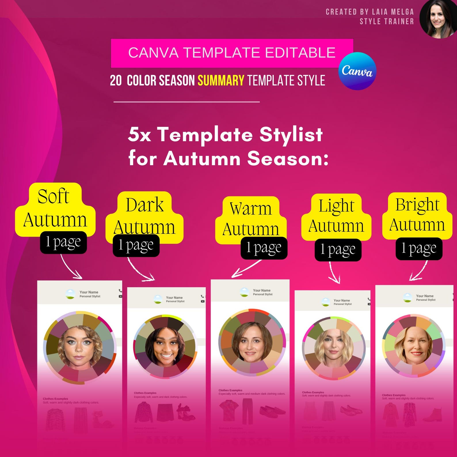 16 Color Season Analysis Canva Editable Template Summary Chart / 20 ...