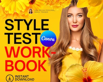 Style Workbook PDF Canva Editable / Discover your Style Fashion Tests / Virtual Stylist / Seasonal Color Analysis / Face Shape / Kibbe Test