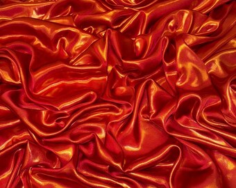 Red Shimmer Satin Fabric, Shiny Wet Look, 58" Wide, Dressmaking Material