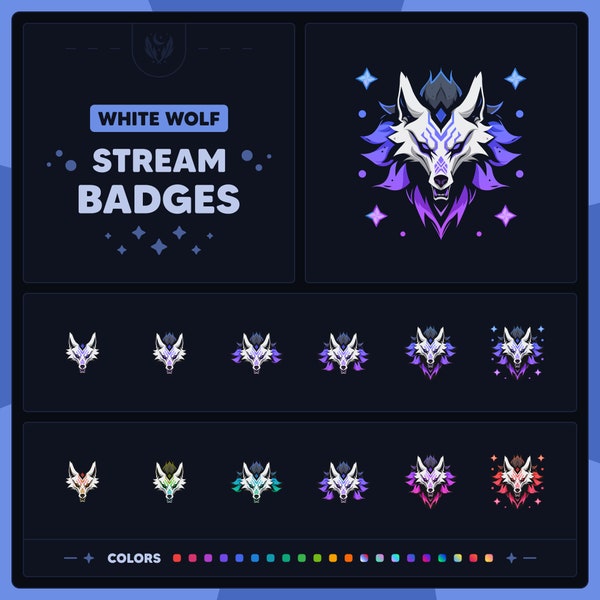 White Wolf Badges for Twitch | Twitch Sub & Bit Badges | Wolf Sub Badges | Witcher Sub Badges | Stream Badges | Discord Badges | Kick Badges