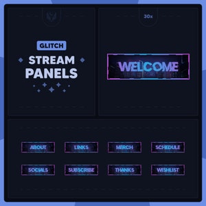 Glitch 30 Twitch Panels | Cyberpunk Panels | Matrix Panels | Cyber Panels | Glitch Panels | Neon Panels | Hacker Panels | Kick Panels
