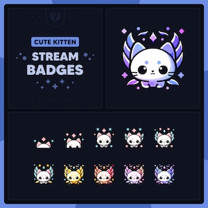 Cute Kitten Sub Badges for Twitch | Twitch Sub & Bit Badges | Kawaii Bunny Sub Badges | Cat Sub Badges | Loyalty Badges | Discord Badges