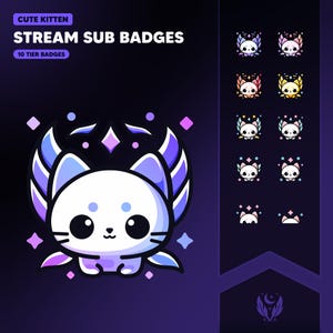 Sub-badges voor schattige kittens voor Twitch | Twitch-sub- en bitbadges | Sub-badges kawaii konijn | Subbadges voor katten | Loyaliteitsbadges | Discord-badges