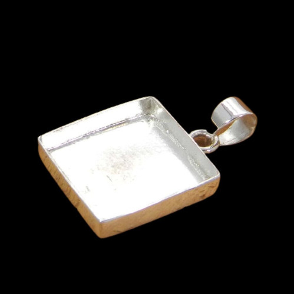 SQUARE Shape 925 Sterling Silver Bezel Pendant DIY Jewelry Etsy