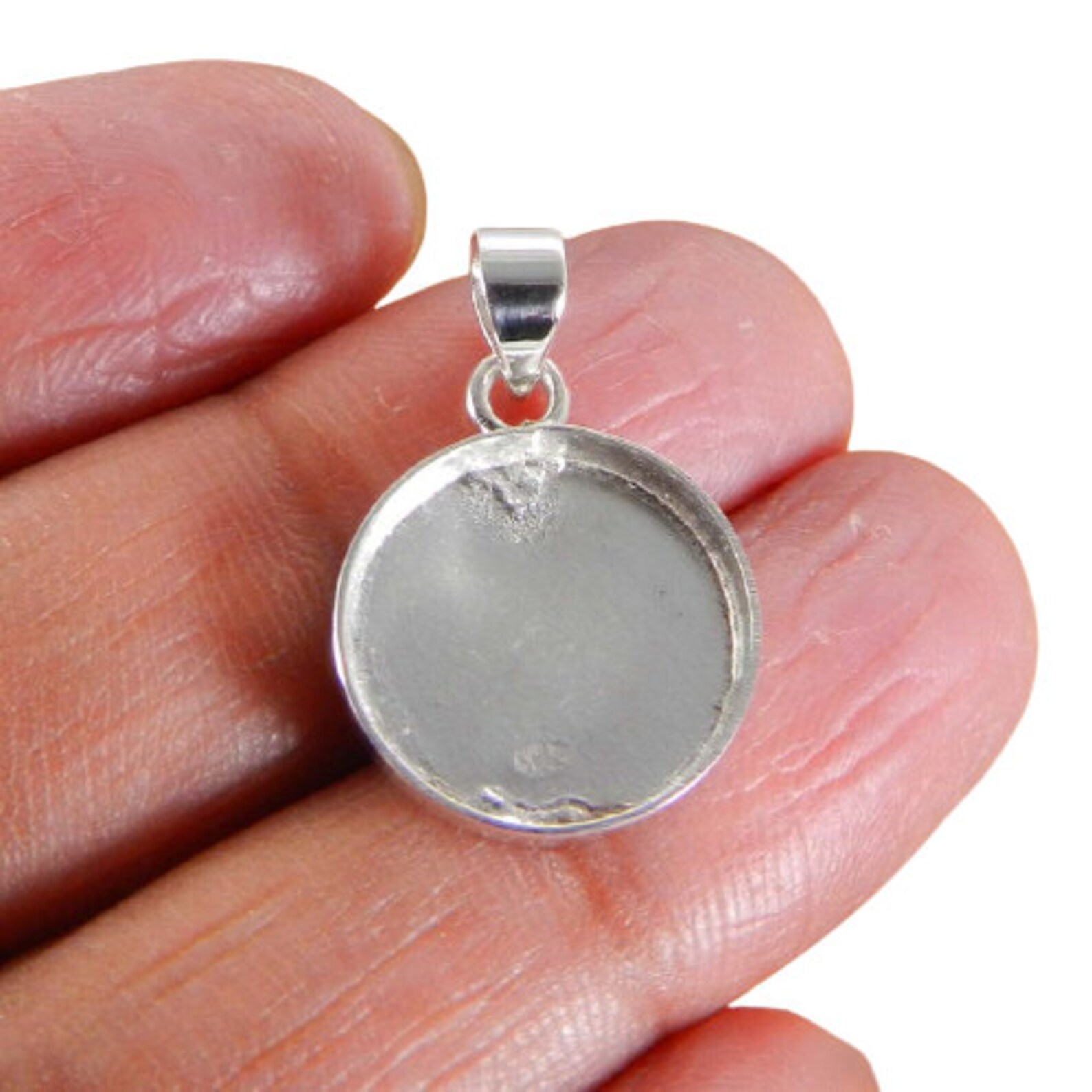 ROUND Shape 925 Sterling Silver Bezel Pendant DIY Jewelry Etsy