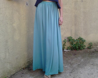 Long Ombre Skirt / Bohemian High Waisted Skirt / Boho Chic Loose Skirt