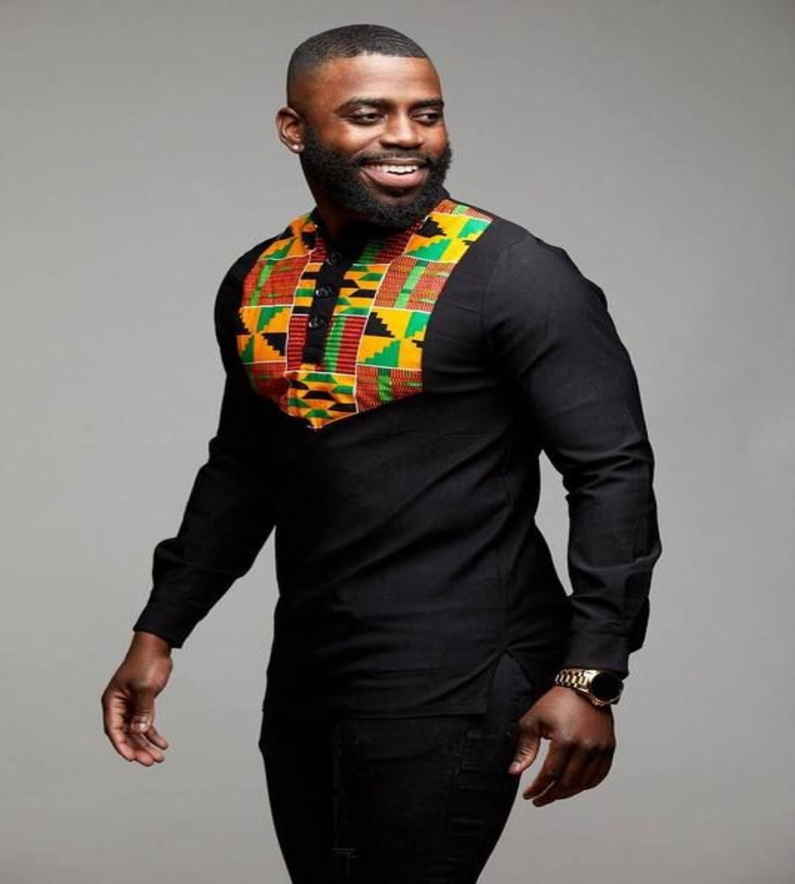 Africa Men Shirt Kente Ankara Top Dashiki Mens Shirt Black Summer ...