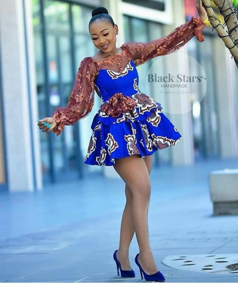 african party dresses short Bintarealwax African Dresses for Women Floral Off the Shoulder Mini Smocked Dress with Short Sleeve Party, Women's, Size: 2XL