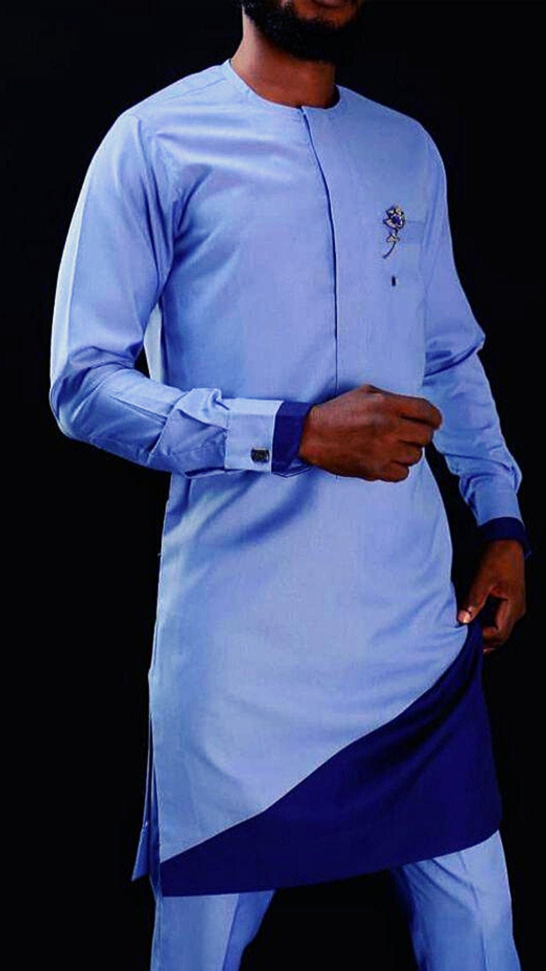 Blue African Suit for Men Dashiki Clothing for Men Wedding - Etsy
