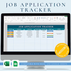 Job Application Tracker Excel & Google Sheets Spreadsheet | Corporate Colour-Way | Digital Download