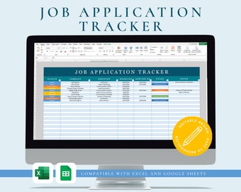 Job Application Tracker Excel & Google Sheets Spreadsheet | Corporate Colour-Way | Digital Download