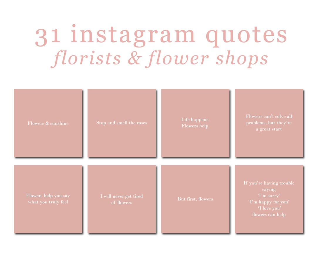 31 Florist Quotes Premade Instagram Posts Rose Etsy