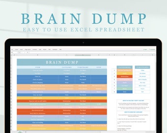 Brain Dump Eenvoudig Excel-spreadsheet | Digitaal downloaden