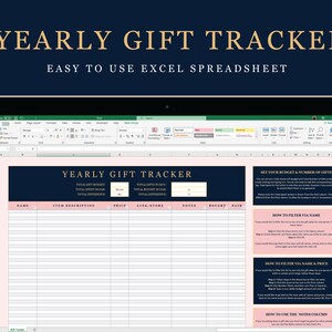 Yearly Gift Ideas & Budget Tracker Excel Spreadsheet | Digital Download